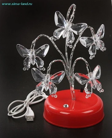 Лампа настольная букет бабочек 26см (от батареек) 404093