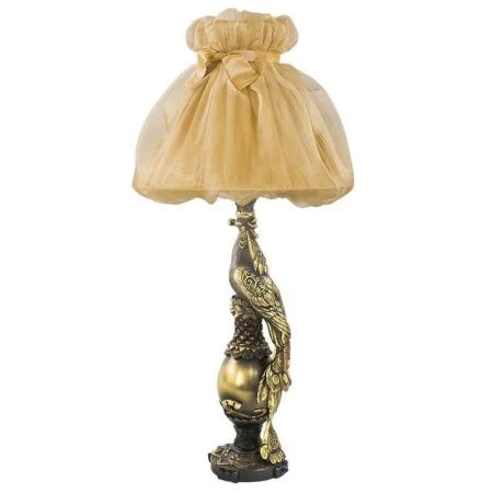 Лампа настольная с абажуром Павлин h64 d35см мрамор/тафта/органза СБ-75/14-35