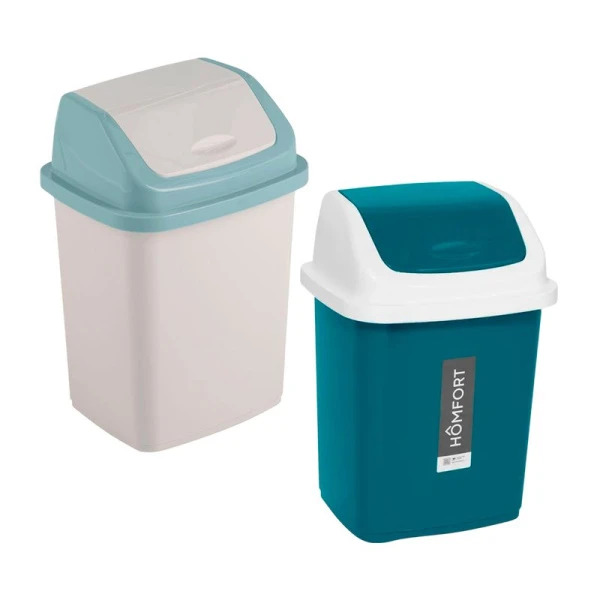 Контейнер для мусора 18л 31*27,5*33,5см пластик КОМФОРТ бирюзовый с подвижной крышкой (12)