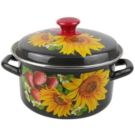 Кастрюля 3л эмаль коричневая с рис. цилиндрическая об. 42304-122/6-У (4)