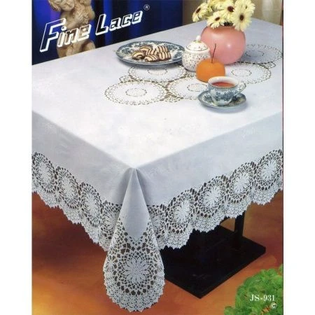 Скатерть 60*90 (150*228см) ПВХ CROCHET белая S-317 (24) ВЫВОД