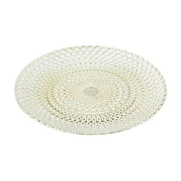 Тарелка плоская стекло 28см Золотое кружево 17291/G (6)