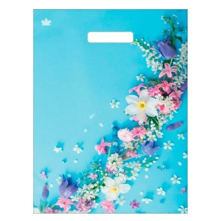 Пакет с вырубной ручкой 31*40+6см полиэтилен Очаровательные цветы (50/500)