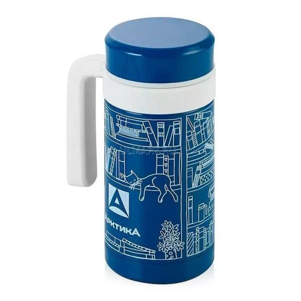 Термокружка автомобильная 500мл нерж.сталь Арктика пласт.корпус синий арт. 412-500 ВЫВОД