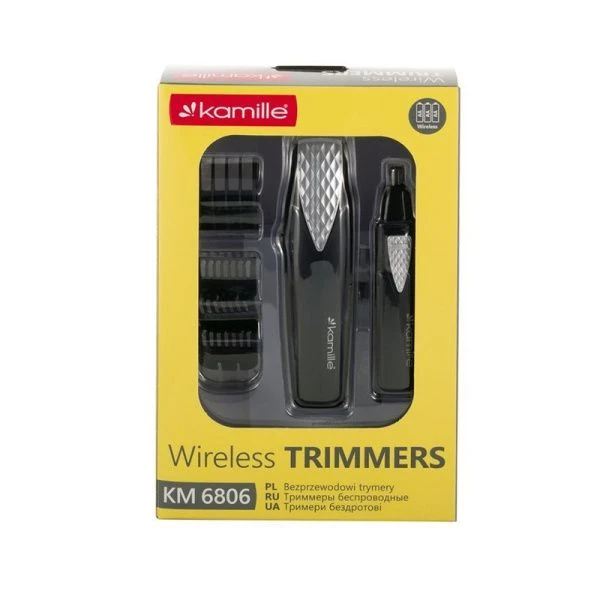 Набор для стрижки эл. пластик 2 в1: машинка 3Вт (4 насадки), триммер для носа 1,5Вт, арт. 6806 (12)