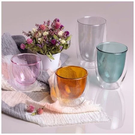 Стакан 450мл 8,5*14,5см стекло двойные стенки Double-wall (48)