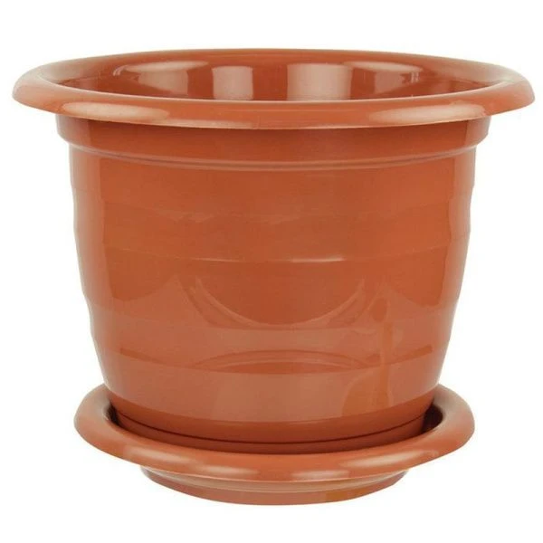 Горшок цветочный 10л пластик ВИОЛА с поддоном коричневый (10)