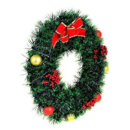 Гирлянда эл нитка росы на декоративном венке 38см пост свечение 2xАА 2 цвета СНОУ БУМ