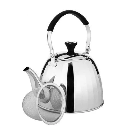 Чайник заварочный 1л нерж.сталь подвижная черная ручка (24)