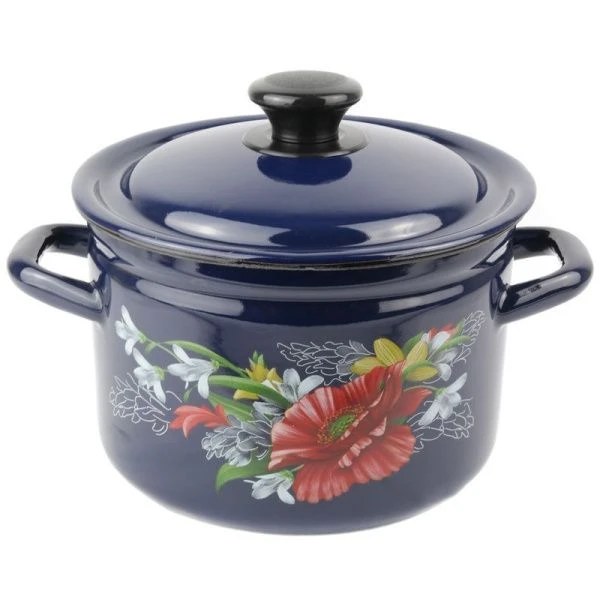 Кастрюля 3л эмаль цилиндрическая борт. бостон с рис. 41715-123/6-У (4)