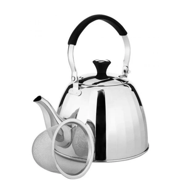 Чайник заварочный 1л нерж.сталь подвижная черная ручка (24)