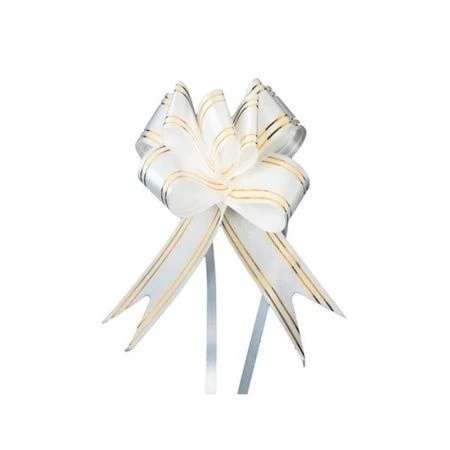 Бант-бабочка 5см белый с золотой полосой (100)