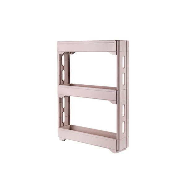 Этажерка прямая 3 секции 53,7*13,3*71см пластик Keeplex Regular на колесиках бежевый топаз (3)