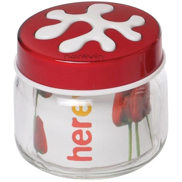 Банка для сыпучих продуктов 400мл стекло HEREVIN красная h85 (24)