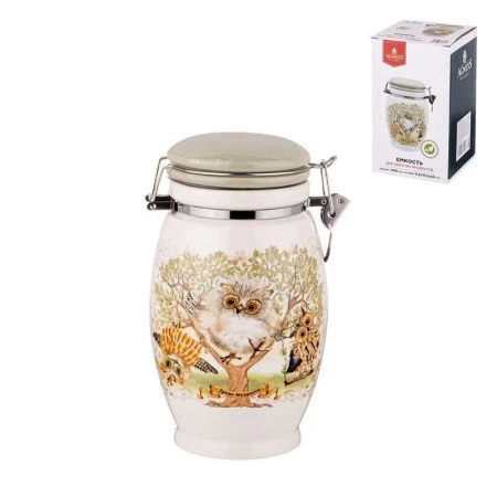 Банка для сыпучих продуктов 1100мл 20*11,5см керамика ДЕРЕВО МУДРОСТИ (18)