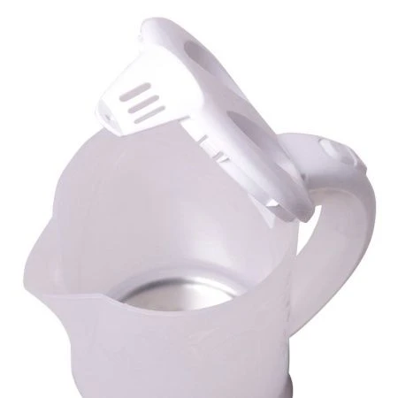 Чайник электрический 600мл пластик c 2 чашками и 2 ложками матовый белый, арт.1718A (24)