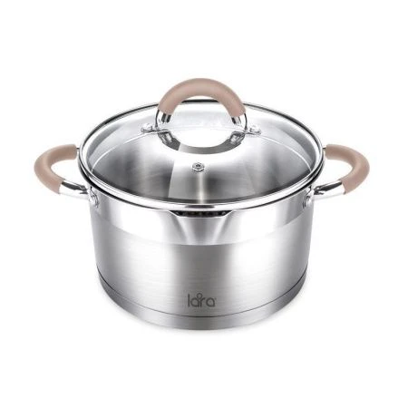 Кастрюля 7л нерж.сталь БЕРЛИН стекл.крышка-дуршлаг 26см h14см капс.индукц.дно LR02-345 (4)