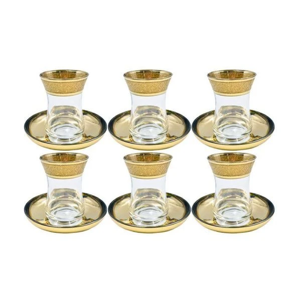 Чайный набор армуды 12пр стекло ЗОЛОТОЙ КАРАТ на 6 персон KAV23-251/AV-4201/S/J/12 (4)