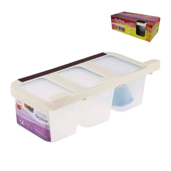 Набор банок для сыпучих продуктов пластик 3шт. 1л Skyline в подарочной упаковке SL10 (5)