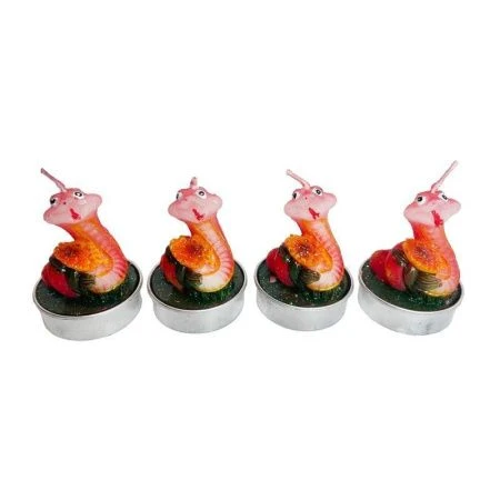 Свеча набор 4шт ЗМЕЙКА с подсолнухом h6см парафин