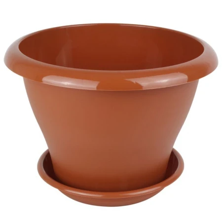 Горшок цветочный 2л d19см пластик ГАММА с поддоном терракот 5PL0076 (28)