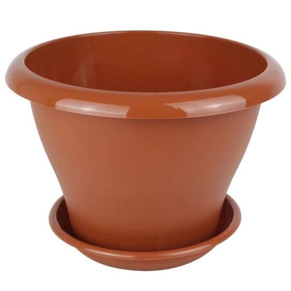 Горшок цветочный 2л d19см пластик ГАММА с поддоном терракот 5PL0076 (28)