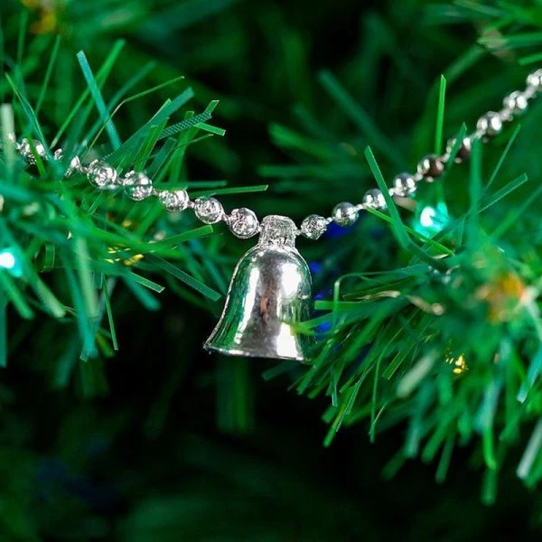 Новогоднее украшение бусы на ёлку серебряные  "Колокольчики" НУ-6742