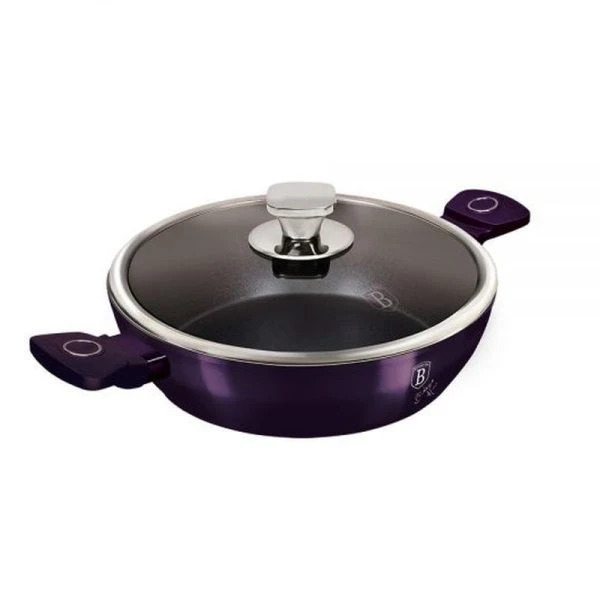 Жаровня 2,3л алюминий АП Purple Eclips со стекл.крышкой 24см индукция (6)