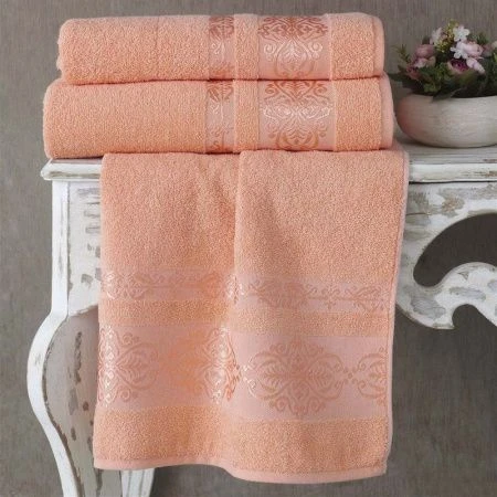 яяяПолотенце 90*150 махровое Karna REBEKA (Абрикосовый)