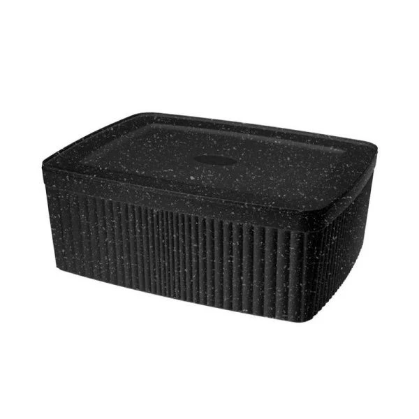 Корзинка 900мл 150*115*70мм пластик VELVET с крышкой черный гранит (12)