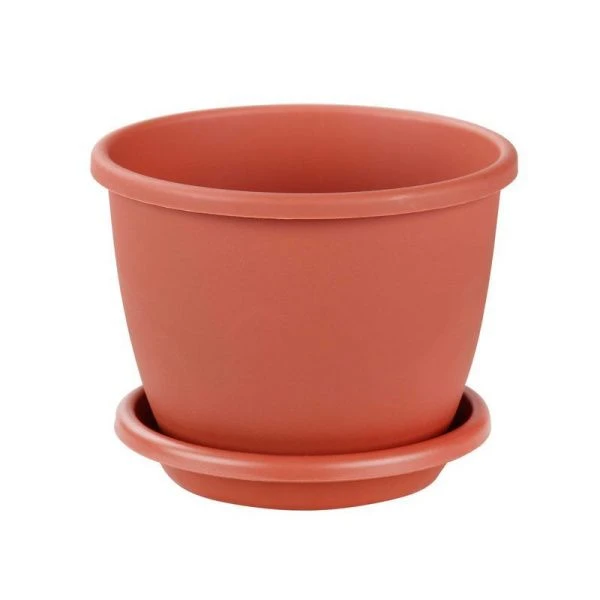 Горшок цветочный 3л пластик АФИНА с поддоном коричневый (24)