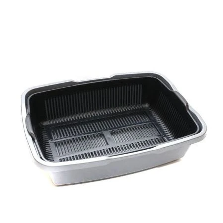 Туалет для кошек бол. с сеткой 230*420*110мм пластик черн-серебро 233 (30)