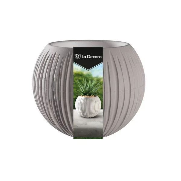 Кашпо 300мл 10*12см пластик СФЕРА МИНИ серый жемчуг (27)