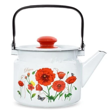 Чайник 2л эмаль КРАСНЫЕ МАКИ (6)
