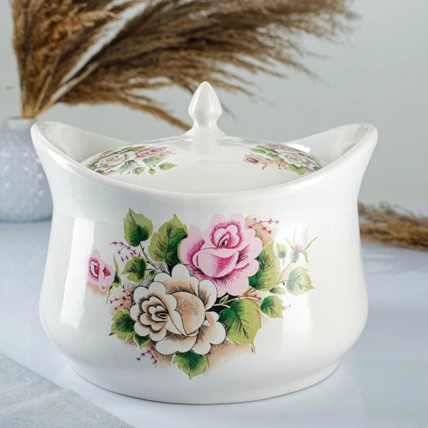 Супница 3л фарфор с прорезными  ручками МИКС