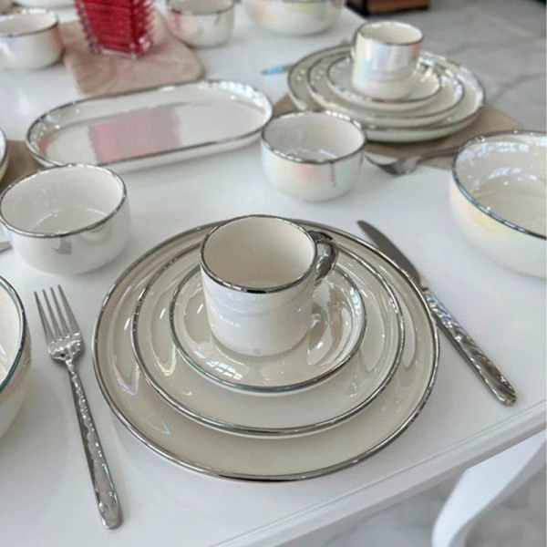Столовый набор фарфор на 6 персон  DINA жемчуг (A19/A31)(А172)(А163)(Б147)(Б435)