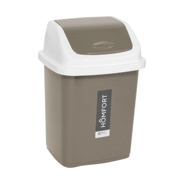 Контейнер для мусора 18л 31*27,5*33,5см пластик КОМФОРТ мокко с подвижной крышкой (12)
