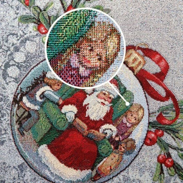 Салфетка новогодняя 40*100см гобелен НОВОГОДНИЕ ЯГОДЫ серо-голубой фон