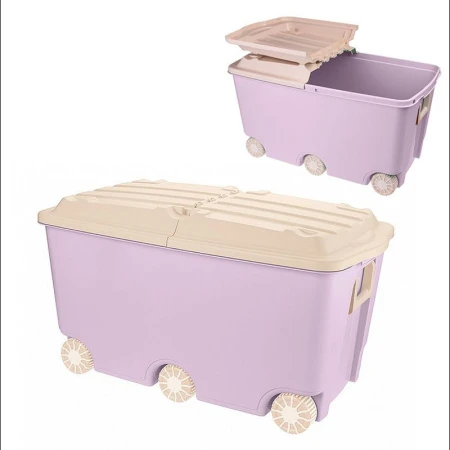 Ящик для игрушек 66,5л 685*395*385мм пластик розовый на колесах (3) ВЫВОД