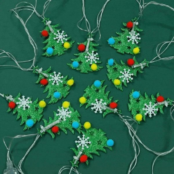 Эл.гирлянда 2м 10LED с насадками Новогодняя елочка шамп пост.свеч ПВХ прозр коннект 220В СНОУ БУМ