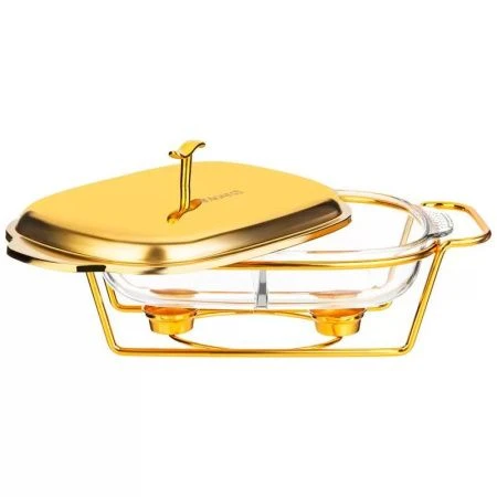 Мармит 2,45л стекло на мет.подставке 2 отсека Gold (6)