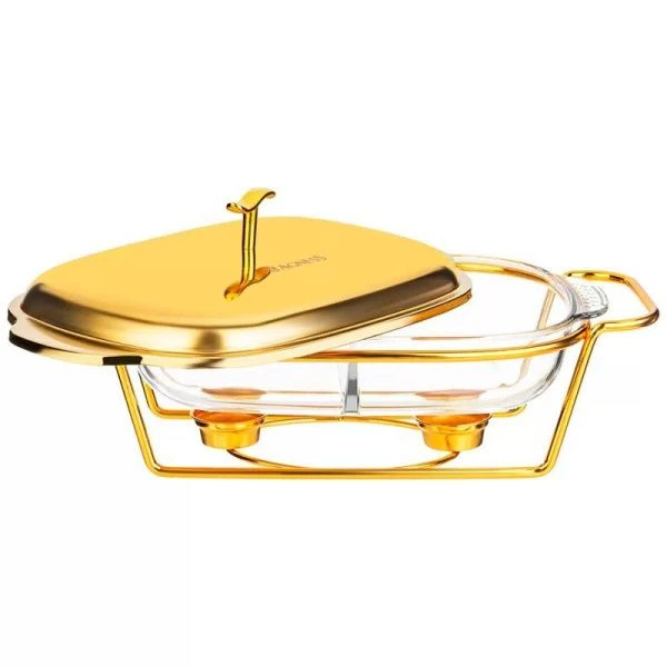 Мармит 2,45л стекло на мет.подставке 2 отсека Gold (6)