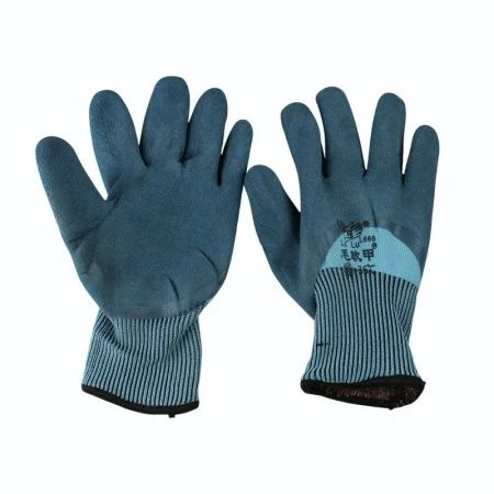 Перчатки рабочие нитриловые утепленные -36С полный облив синие L666 (360)