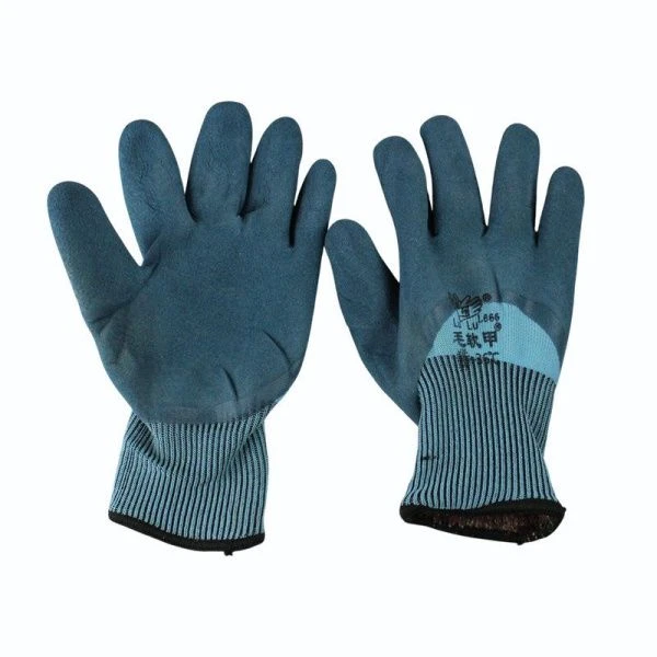 Перчатки рабочие нитриловые утепленные -36С полный облив синие L666 (360)