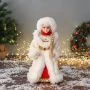 Фигурка новогодняя Снегурочка в бело-красной шубе двигается 40см