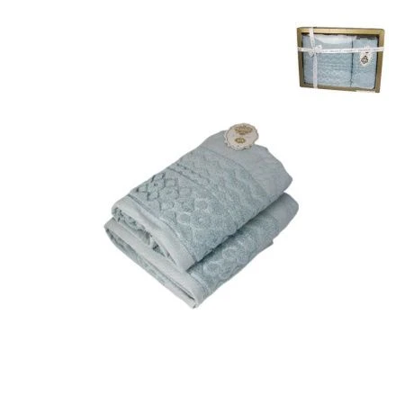 Набор полотенец махровые 2пр 50*90/70*140см жаккард PHILIPPUSA BELICA 085 бирюзовый подар.уп.