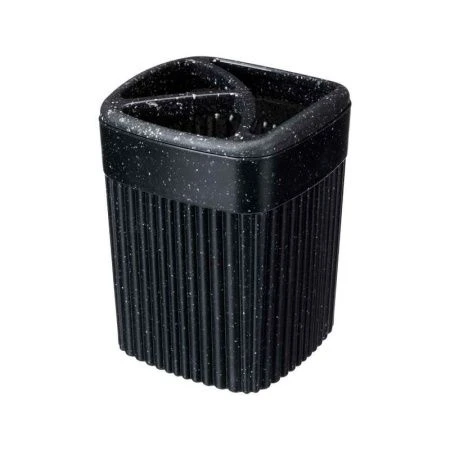 Стакан для зубных щеток 650мл 90*90*119мм пластик VELVET черный гранит (18)