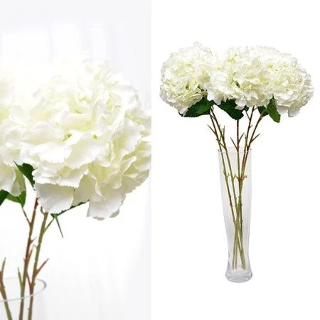 Цветы искусственные Гортензия белая 85см 25см пластик A34 (100/400)