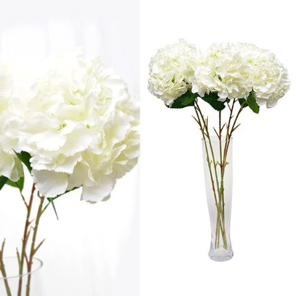 Цветы искусственные Гортензия белая 85см 25см пластик A34 (100/400)