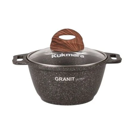 Кастрюля 1л алюминий АП GRANIT ULTRA Original стекл.крышка (3)